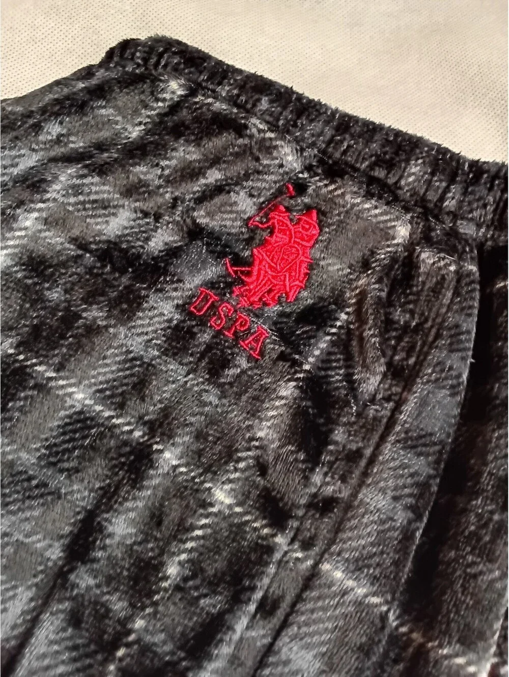 U.S. Polo Assn. Men's Black Plaid Sleepwear Lounge Pants Size L
